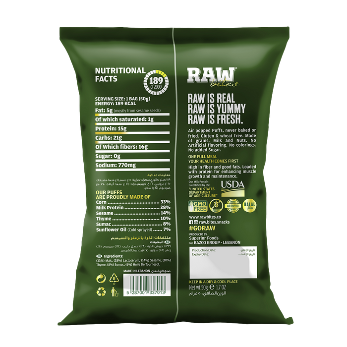 RAW BITES - THYME & SESAME PUFFS